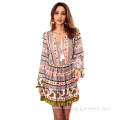 New Design Floral Dress Woman Boho Midi Vestidos